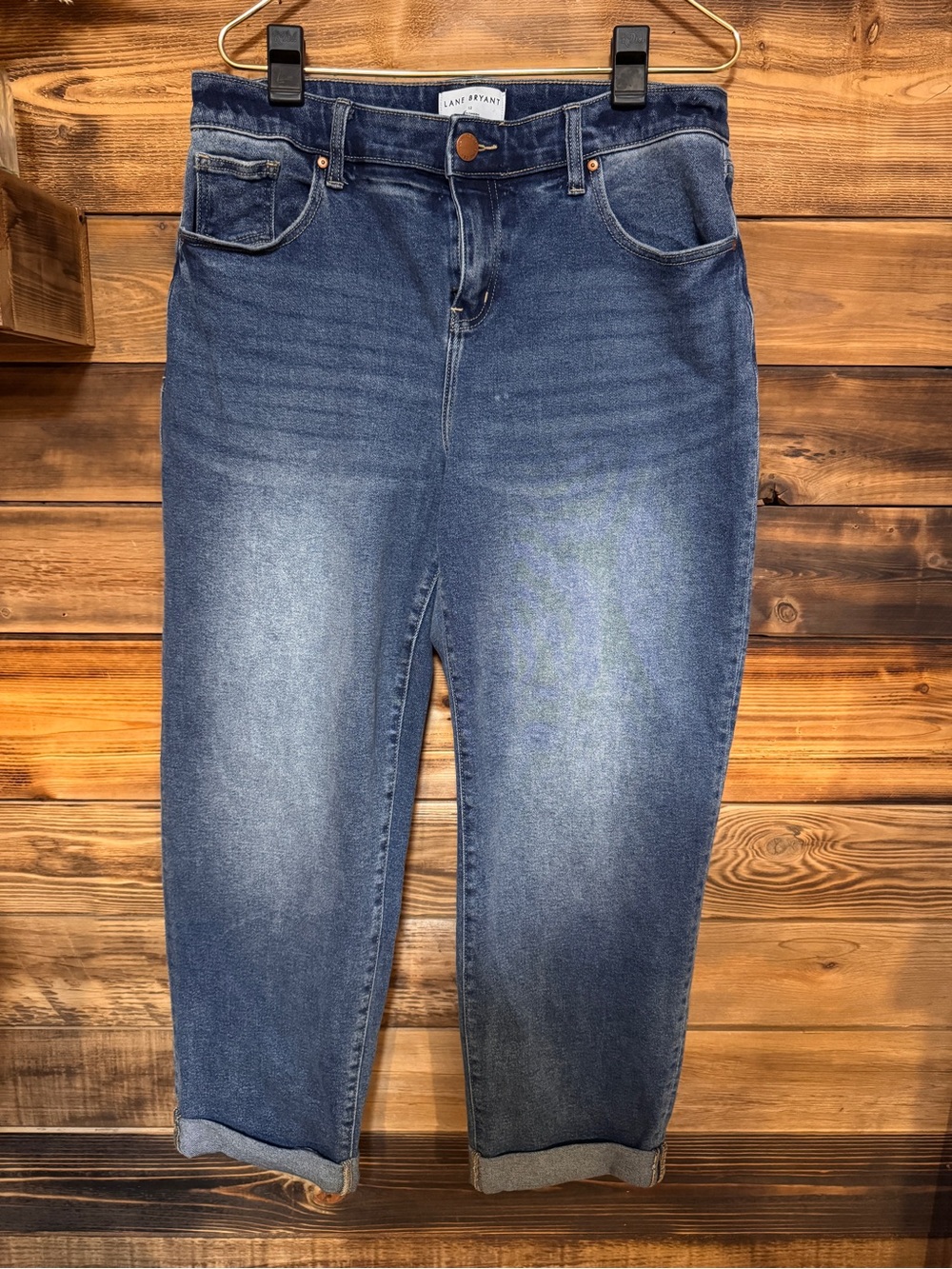 Lane Bryant Size 12 Boyfriend Jeans Cuffed Medium Wash Relaxed Denim